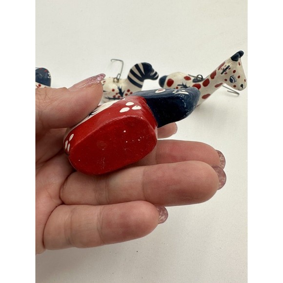 Ceramic Animals Christmas Ornaments Blue Re White Giraffe Bird Zebra Hippo Rhino - Picture 9 of 9